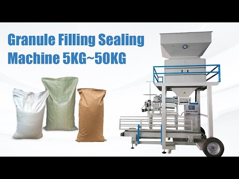 Automatic Weighing, Filling, and Sealing Machine for Beans, Rice, Seeds, Dog/Cat Food 5KG~50KG